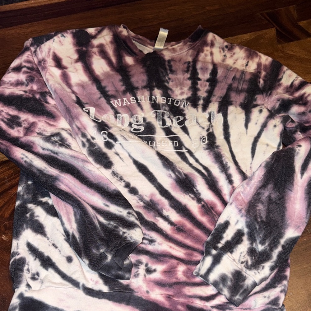 Long Beach, Washington Tie-Dye Long Sleeve Sweatshirt